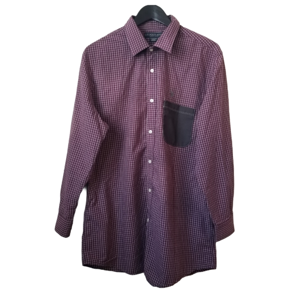 Us Polo Assn. Mens purple grey button up shirt